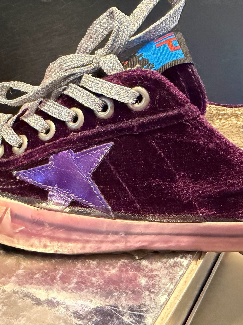 Velvet Star Low-Top Sneaker in Deep Plum